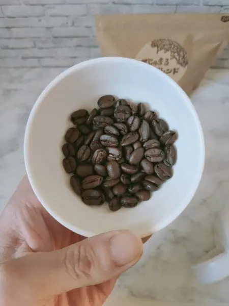 ガジュマルブレンドのコーヒー豆の状態